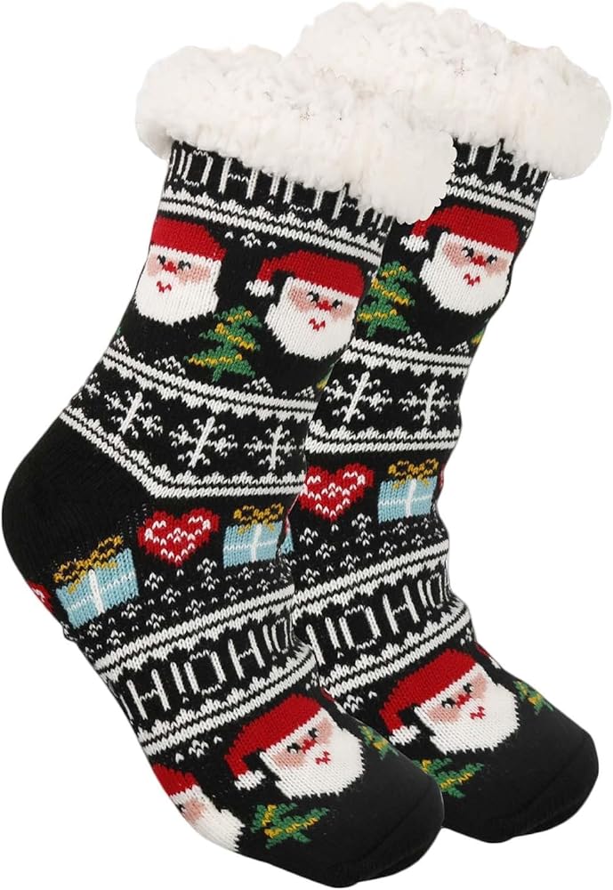 Socks for Women Christmas Fuzzy Socks Womens Xmas Gifts Cute Funny Cozy Fluffy Winter Thick Slipper Holiday Stockings