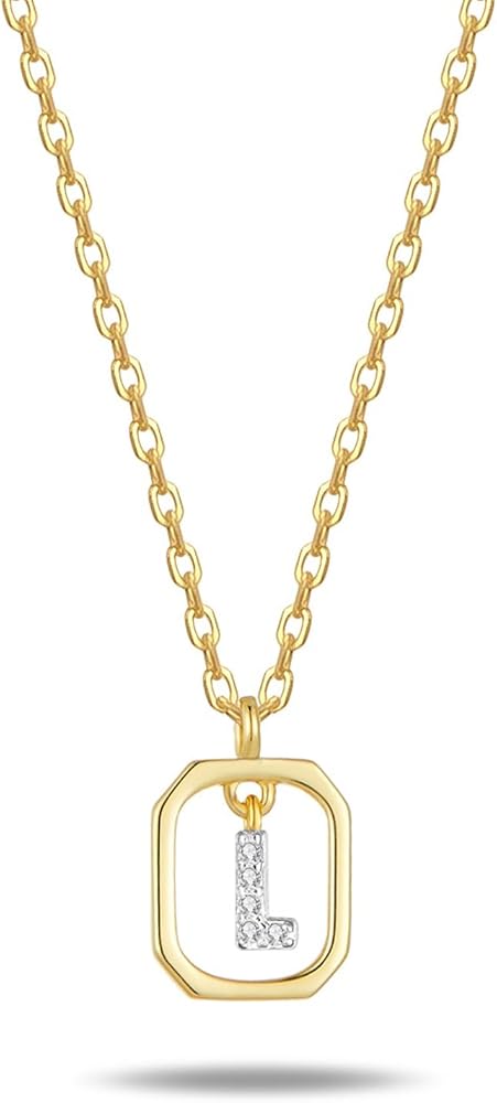 925 Sterling Silver Initial Necklace for Women Dainty Pendant Trendy Letter A-Z Choker Necklaces with Cubic Zirconia Minimal Jewelry