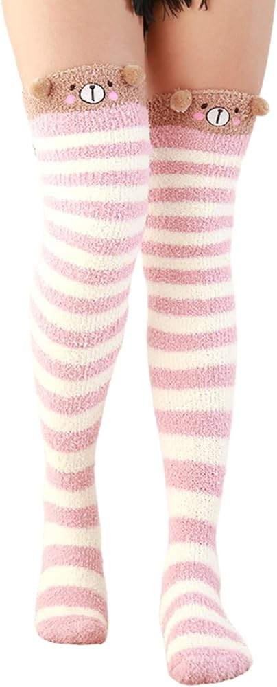 Womens Fuzzy Socks Colorful Warm Fuzzy Crew Socks Cozy Soft for Winter Indoor Home Sleeping Gift Socks