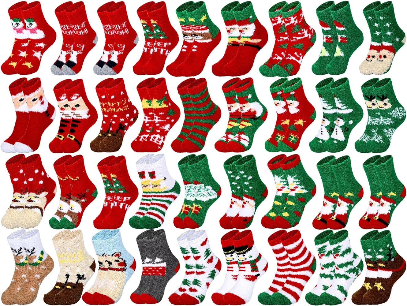 Liitrsh 36 Pairs Christmas Fuzzy Socks for Women Christmas Coral Velvet Socks Soft Winter Fluffy Socks(Classic Style)