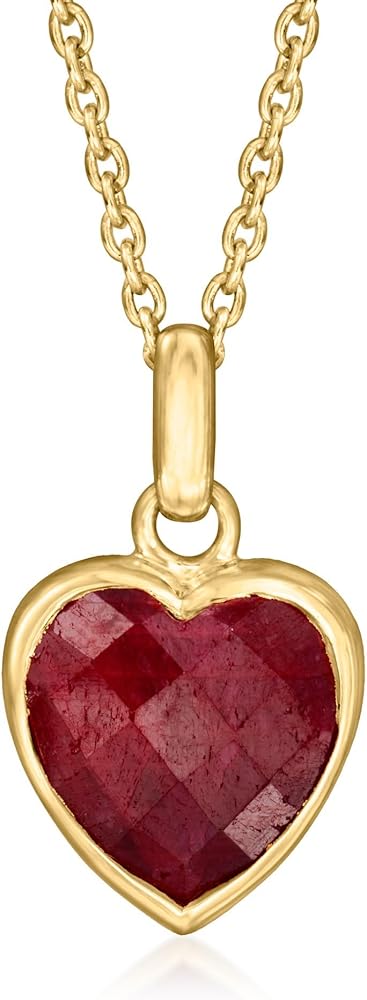 Ross-Simons 4.60 Carat Ruby Pendant Necklace in 18kt Gold Over Sterling. 18 inches