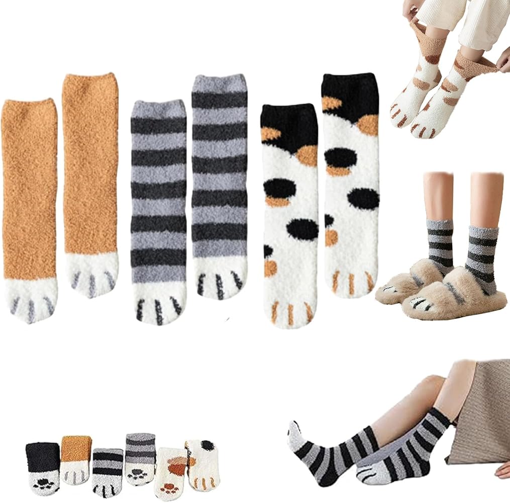 Cat Claw Socks,Admissioni Cat Claw Socks,Cat's Paw Coral Fleece Socks,Women Home Sleep Socks,Slipper Socks