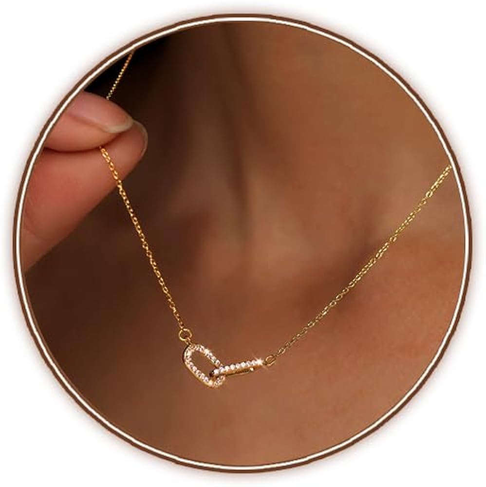 Zeffy Diamond Necklaces for Women, Dainty Gold Necklace 18k Gold Plated Layered Necklaces Simple Gold CZ Diamond Pendant Necklaces for Women Trendy Jewelry Gifts for Girls