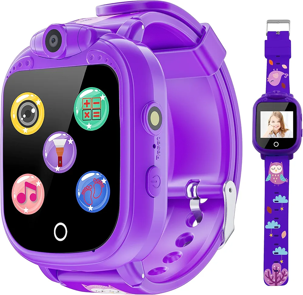 PROGRACE Kids Watch Girls Gift - Kids Watch Toddler Watch with Games 90° Rotatable Camera Music Alarm Pedometer Calculator Touch Screen Digital Wrist Watch Gifts for 4-12 Years Old