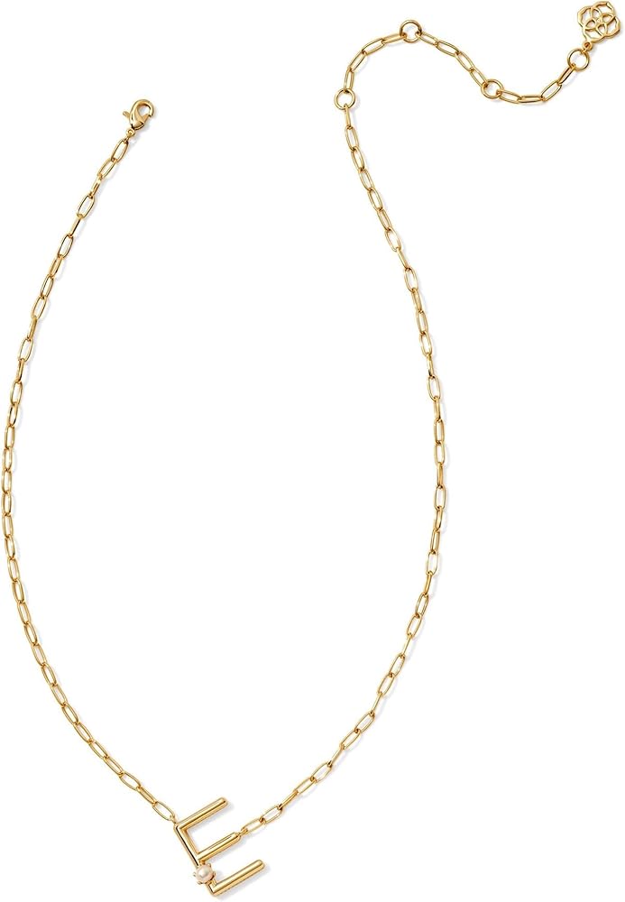 Kendra Scott Womens Pearl Letter E Short Pendant Necklace Gold White Pearl One Size