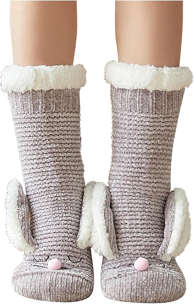 HELLORSO Mint Tube Socks Floor Socks Thickened Warm Sleep Socks Slippers Cute Cartoon Socks Trouser Socks Women