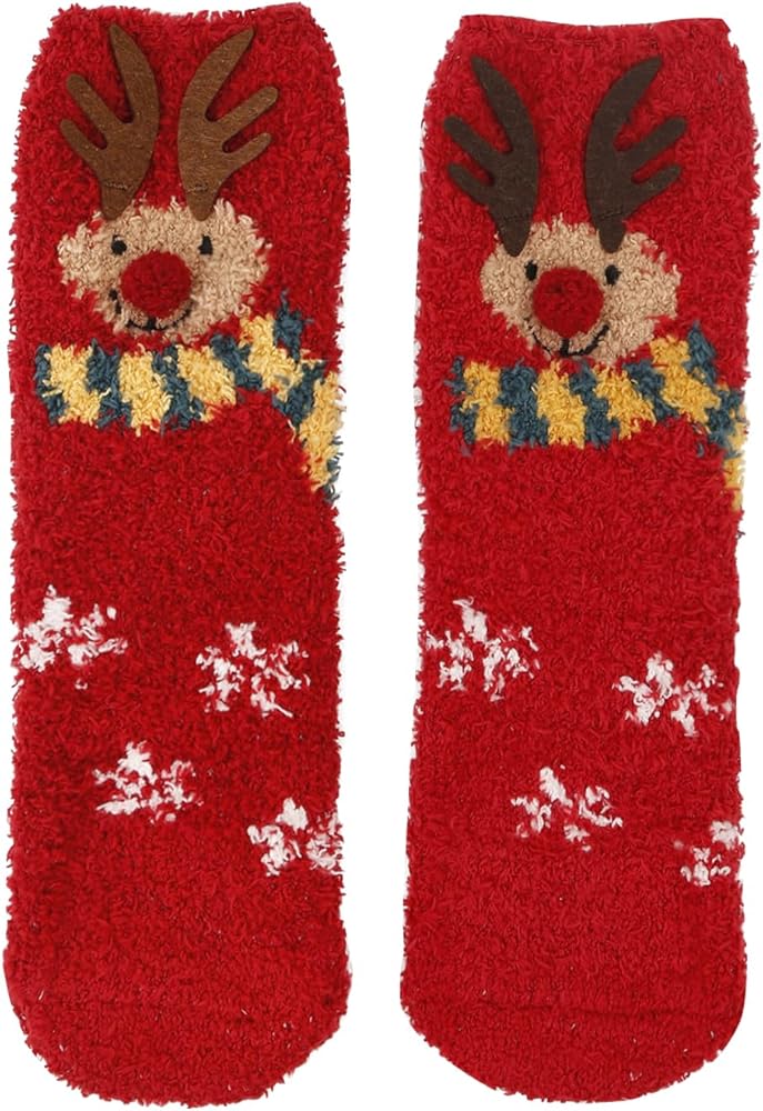 Womens Fuzzy Socks, Winter Warm Cozy Fluffy Super Soft Slipper Socks, Christmas Holiday Girls for Teen Women Men