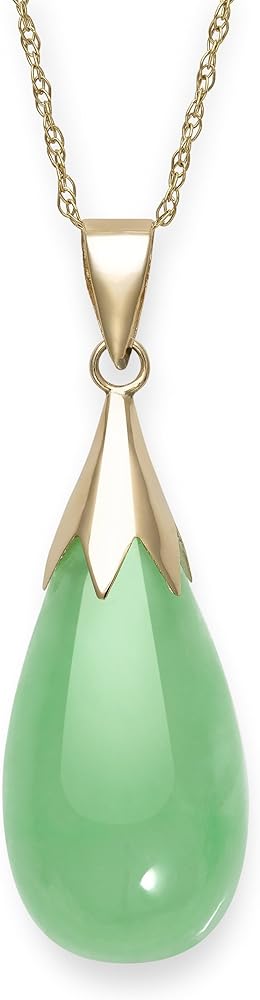 Natural Jade Necklace Pendant in 10K Gold