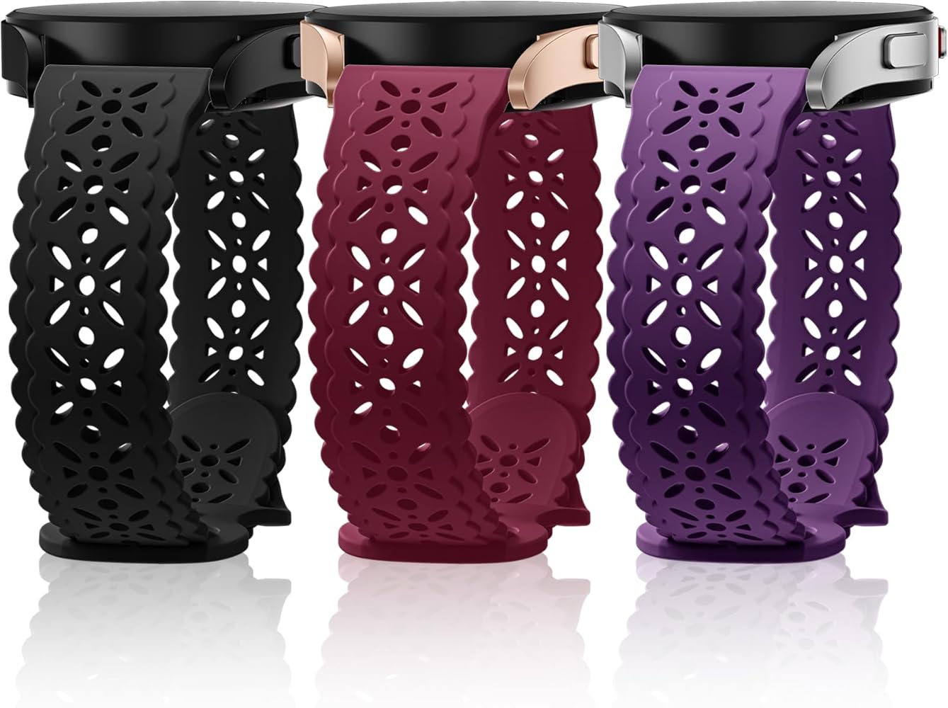 Dirrelo Lace Bands Compatible with Samsung Galaxy Watch 7 6 5 4 40mm 44mm,Galaxy Watch 5 Pro Band 45mm/ Watch 6 4 Classic Band 42mm 46mm 43mm 47mm/ Active 2, 20mm Soft Hollow-out Silicone Sport Strap