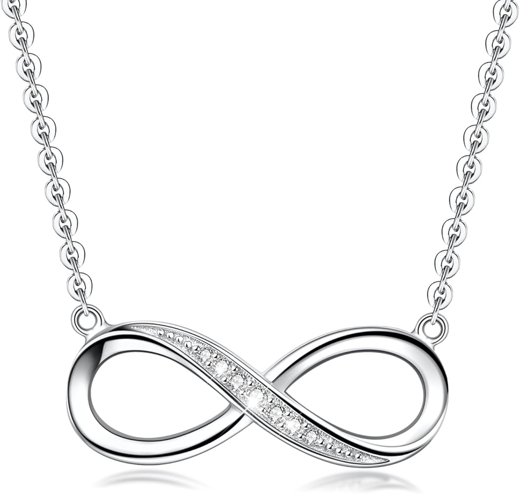 Infinity Pendant Necklace for Women, 925 Sterling Silver Love Heart Necklace Fine Jewelry