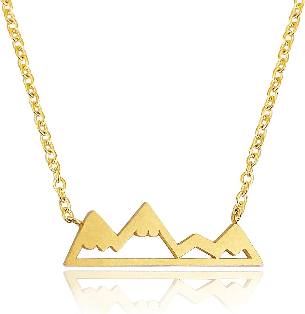 Altitude Boutique Snowy Mountain Necklace for Women Nature Lovers, Skiers, Hikers Campers (Gold, Silver, Rose Gold)