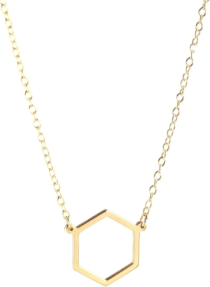 925 Sterling Silver HEXAGON Pendant Necklace