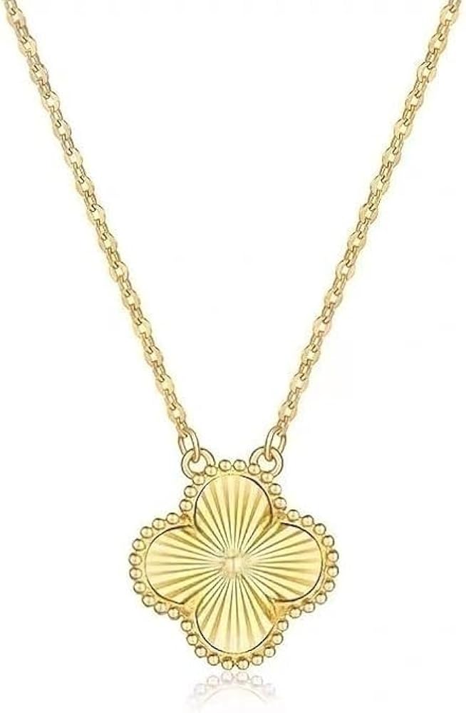 Dainty Clover Pendant Necklace for Women | 18K gold silver four Leaf Clover necklace Pendant | Lucky Simple Gold Plated Clover Necklace Jewelry Gifts for Women.