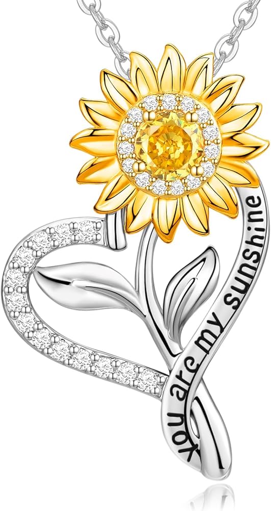 Sunflower Necklaces for Women, Christmas Gifts for Women Anniversary Girlfriend Christmas Gifts for Wife Birthday Gifts for Her, You Are My Sunshine Sunflower Jewelry for Women Mom Daughter
