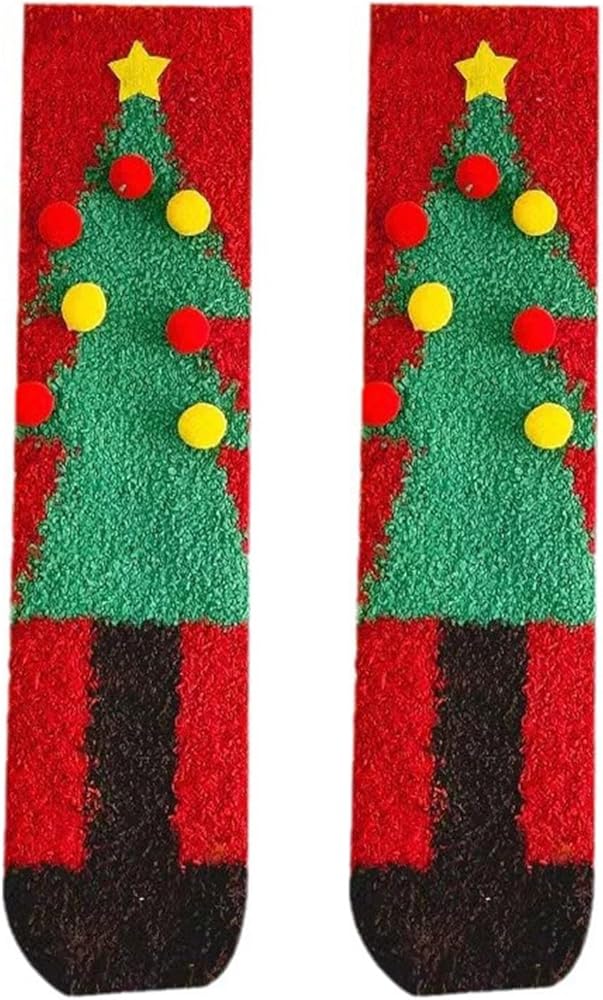 Plush Slipper Socks Women 2025 Colorful Warm Fuzzy Crew Socks Cozy Soft for Winter Indoor(1PC)