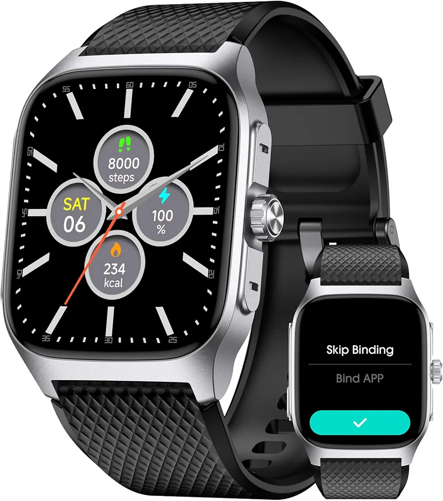 Smart Watch Classic Style for Men, Metal Watch, 14 Days Battery Heart Rate Step Tracker No App/Phone Required, 10 Meters Waterproof, Bluetooth Call(Answer/Dial Calls), 1.85'' AMOLED Display