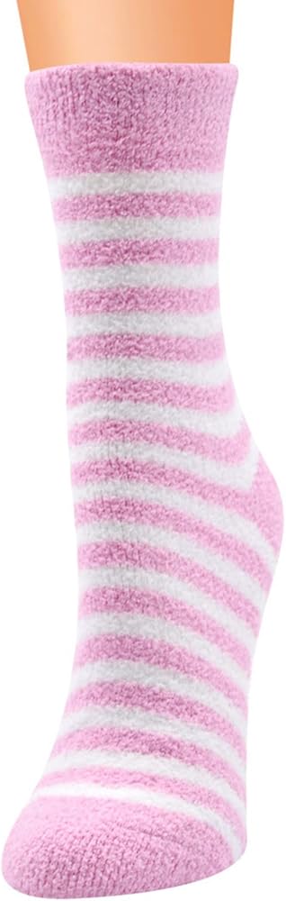 YOLAI Women Coral Fleece Fuzzy Socks Striped Sleeping Socks Winter Warm Slipper Stockings
