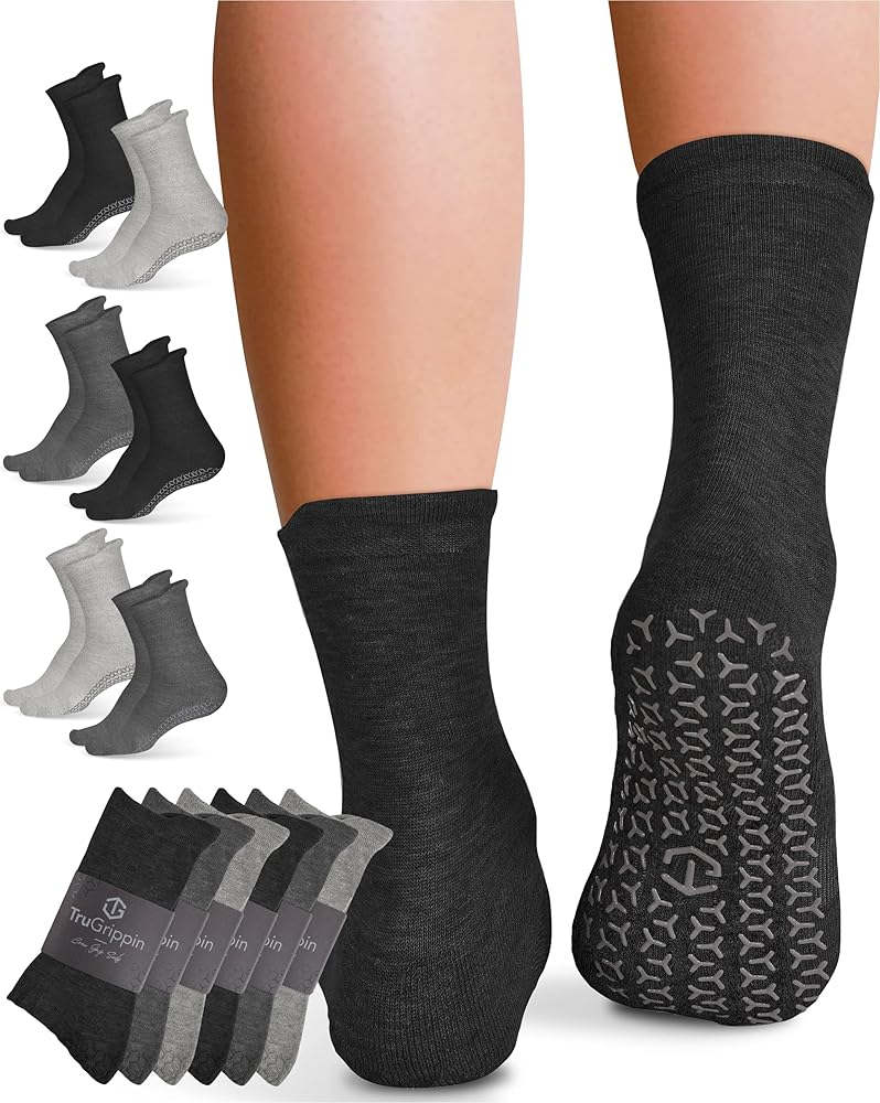 No Slip Socks Women - 6 Pair Non Skid Socks Womens | Grippy Socks for Women