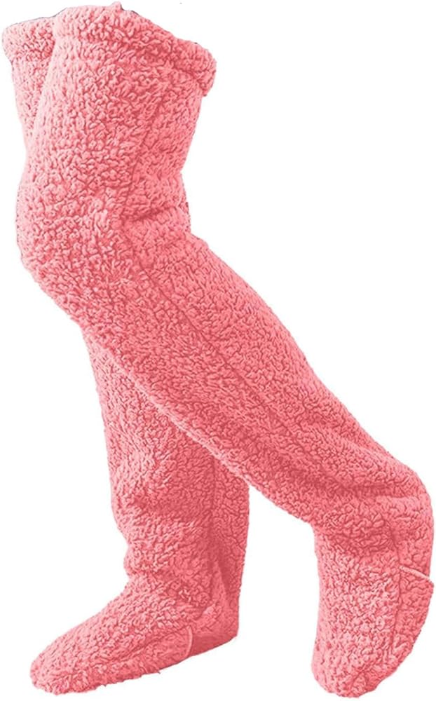 Zureto Fuzzy Leg Sock Slippers, Teddy Legs Long Socks Slippers, Fuzzy Plush Winter Home Sleeping Slipper Socks