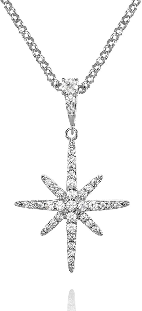namana North Star Pendant Necklace for Women, Elegant Star Necklaces for Women with Cubic Zirconia Stones, Sparkling North Star Jewelry for Women with Gift Box