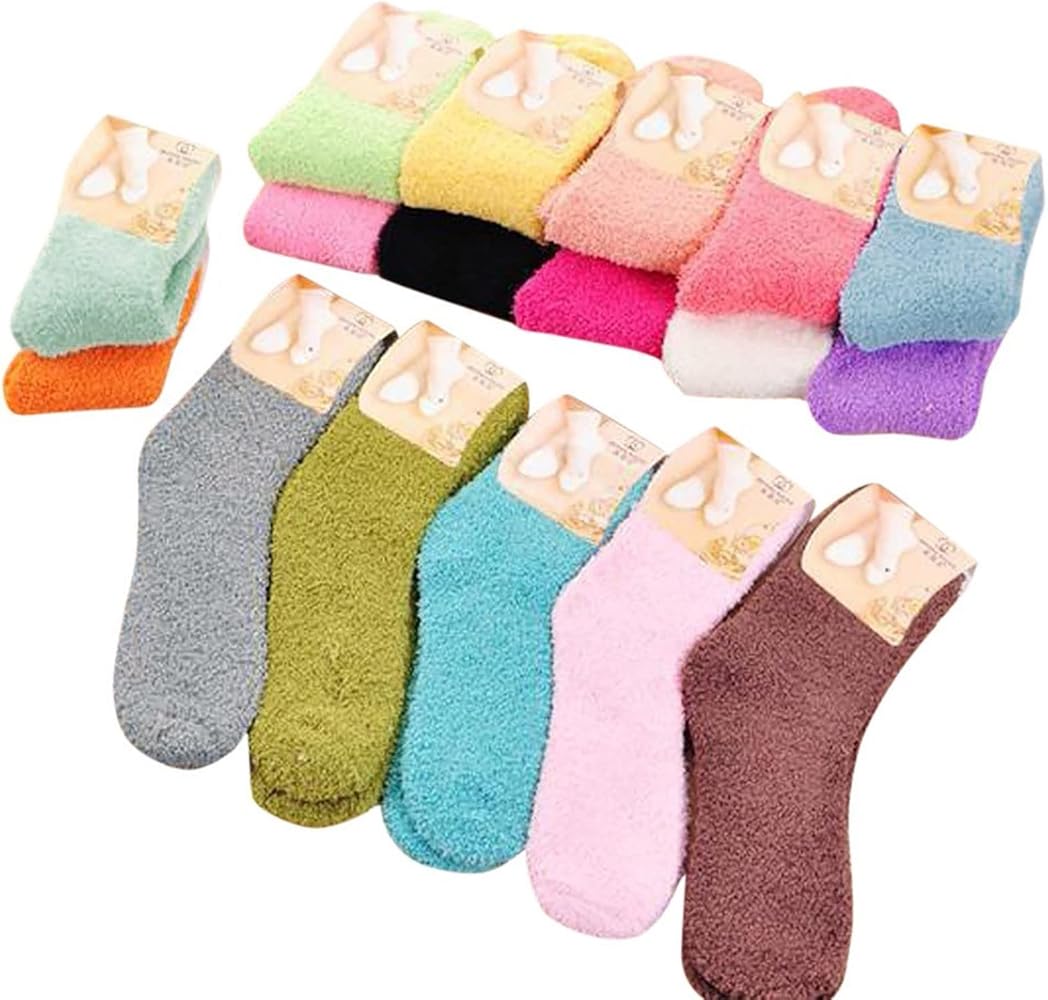 Womens Fuzzy Warm Crew Socks Slipper Soft Cabin Plush Warm Fluffy Winter Sleep Cozy Adult Socks Plush Slipper Socks