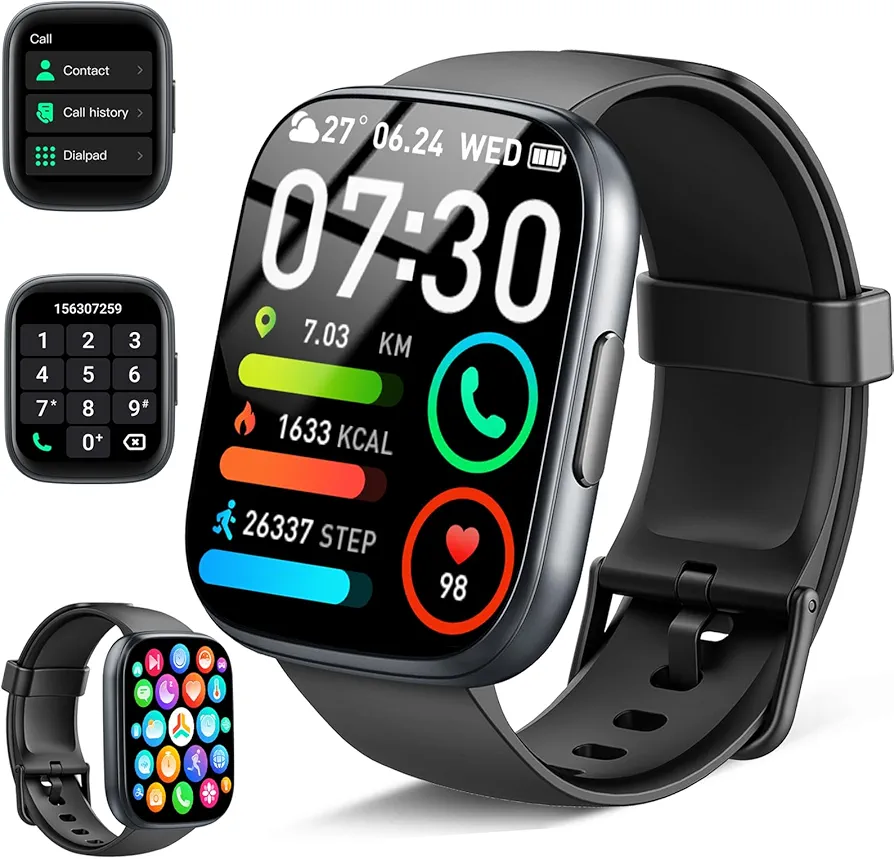 Smart Watch, 1.95" Smartwatch for Men Women (Answer/Make Call), 110+ Sports Modes Fitness Tracker with Heart Rate Sleep Monitor, IP68 Waterproof Fitness Watch, Step Counter Watches for Android iOS