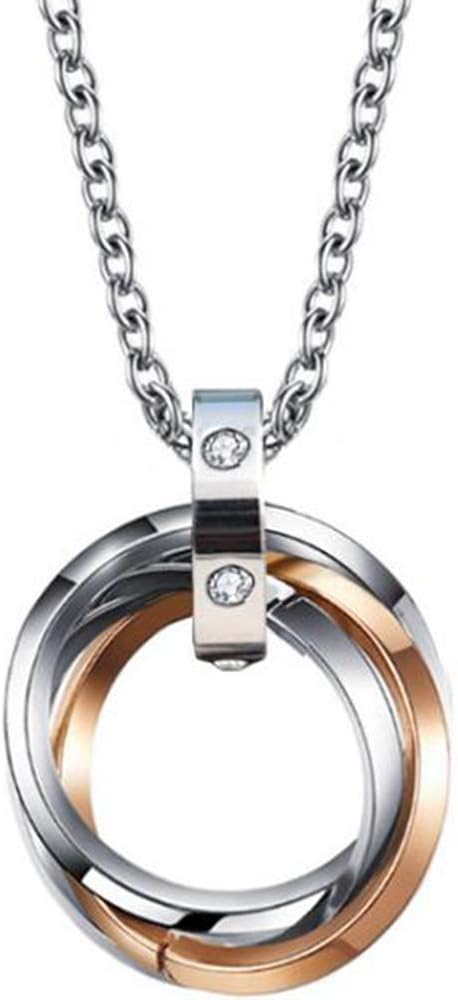 Jude Jewelers Stainless Steel Three Interlocking Braided Circles Pendant Necklace