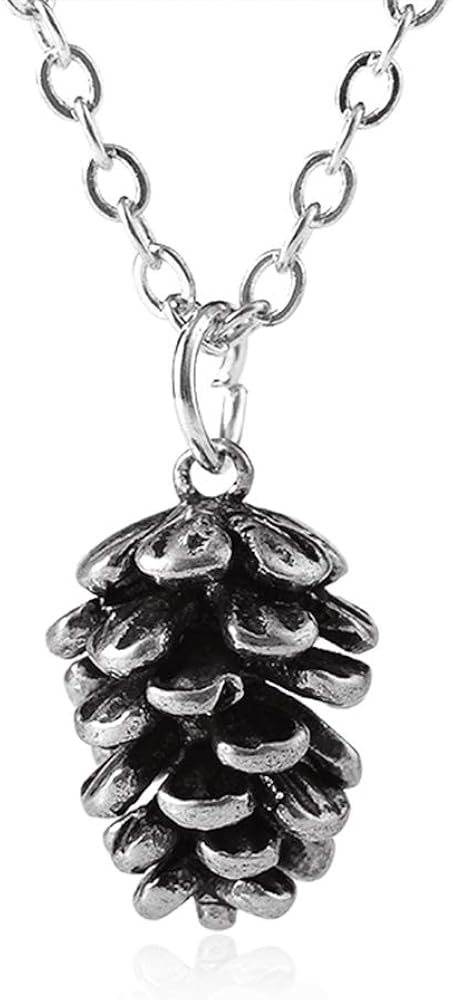 Metal Pine Nuts Necklace Charm Retro Pinecone Nut Plant Specimen Pendants Necklace for Women Jewelry Accessories
