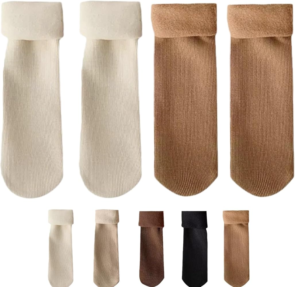 Fleececozy - Ultra Soft Velvet Slim Thermal Socks, Winter Middle Tube Plus Velvet Thick Warm Sleeping Socks