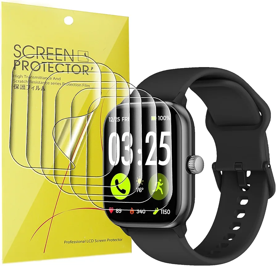 Compatible for Spade & Co Health Smartwatch 4 Screen Protector, [6 Pack] Full Coverage TPU Clear Film Compatible for Spade & Co Health Smartwatch 4 1.85 Inches (6 Pack)
