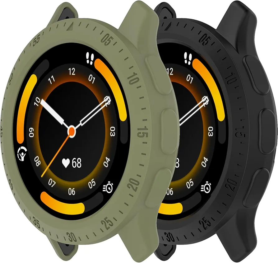 Chofit Intended for Garmin Venu 3 Case Flexible TPU Rugged Shock Proof Bumper Frame Protective Shell for Garmin Venu 3 Cover Smartwatch Accessories (Black&ArmyGreen)