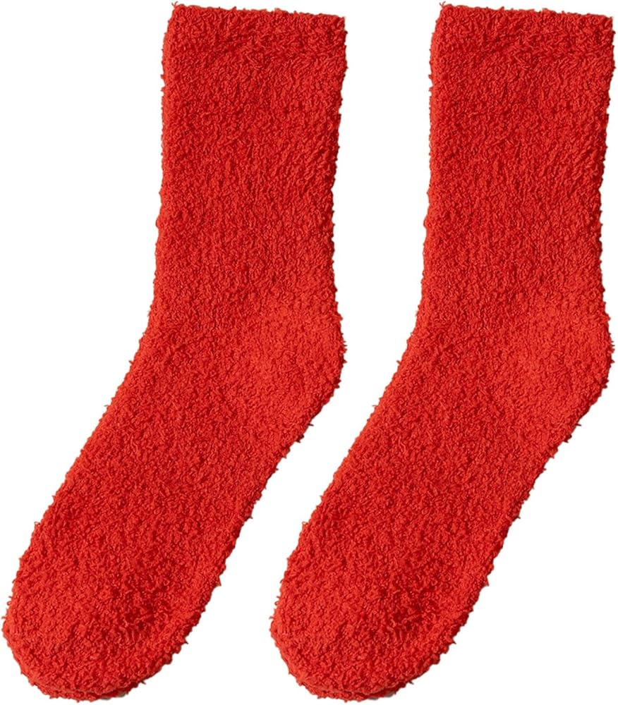 Women 2 Pairs Fuzzy Slipper Socks Fluffy Cozy Comfy Cabin Plush Warm Thermal Winter Soft Home Sleep Socks