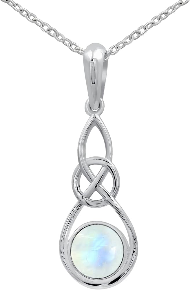 2.45Cts Natural Round Shaped Semi Precious Gemstone Pendant Necklace For Women With 18Inch Chain, Sterling Silver Birthstone Pendant Necklace Jewelry Women'S Day Gifts For Mom Wife Sister