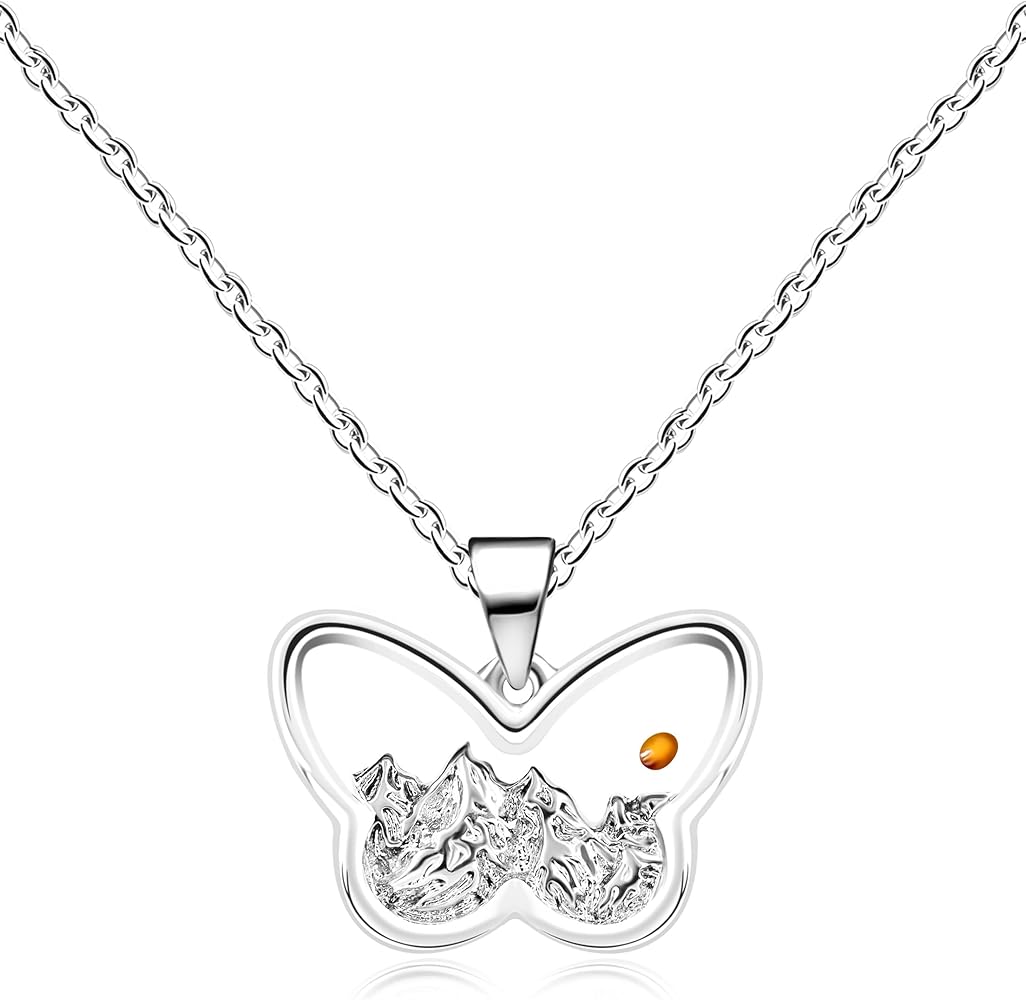 Elegant Butterfly Pendant Necklace with Mustard Seed | Inspirational and Religious Jewelry for Women Unique Christian Bless Jewelry