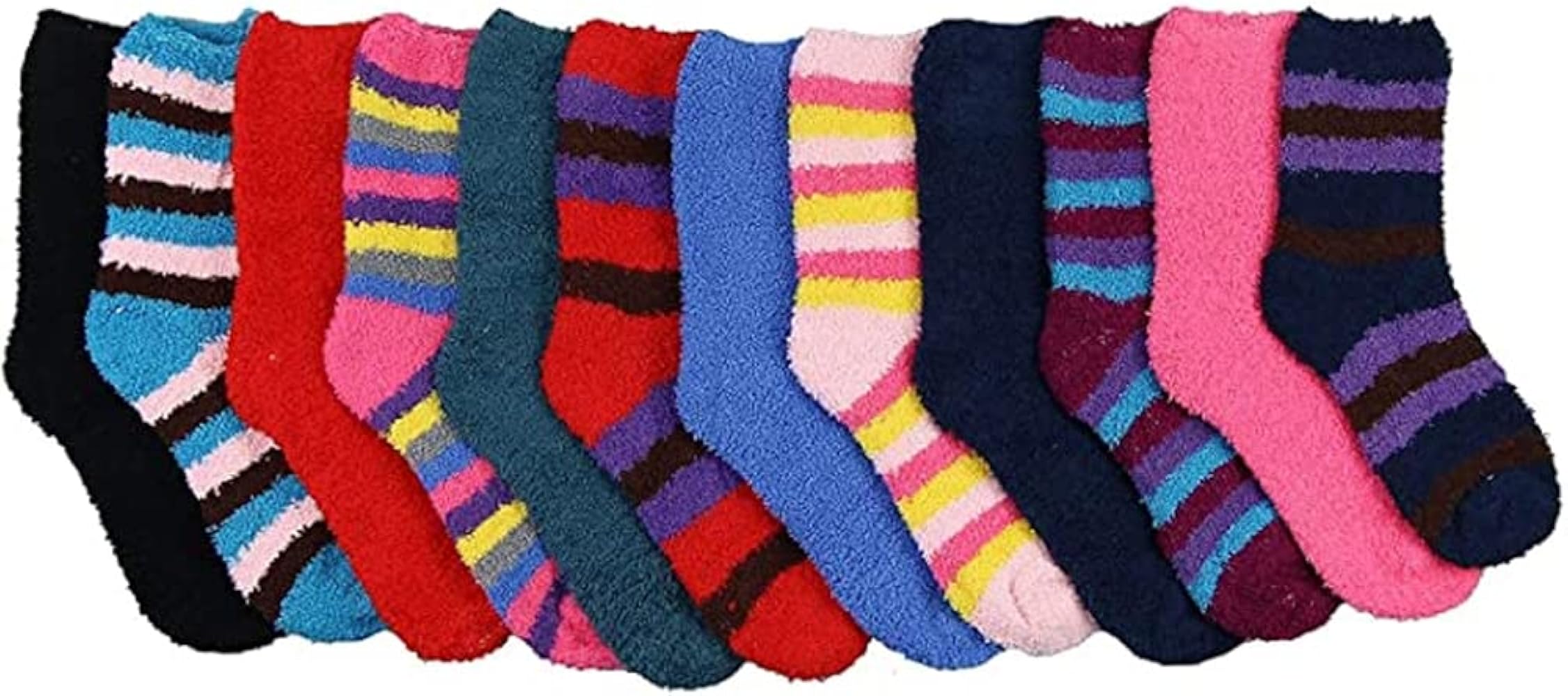 Women's Soft and Warm Fuzzy Sock Packs (One Size Fits Most 13+) - Assorted 12 Pack