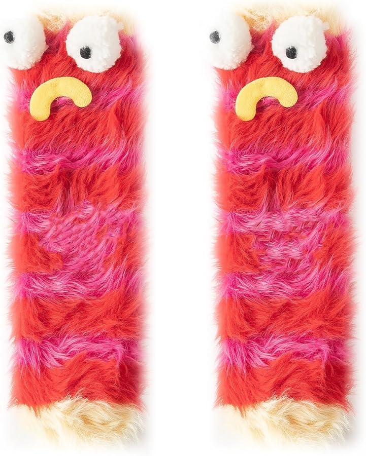 LELEBEAR Warm Cozy Fluffy Cartoon Monster Socks, Halloween Fluffy Socks, Cute Winter Fuzzy Slipper Socks