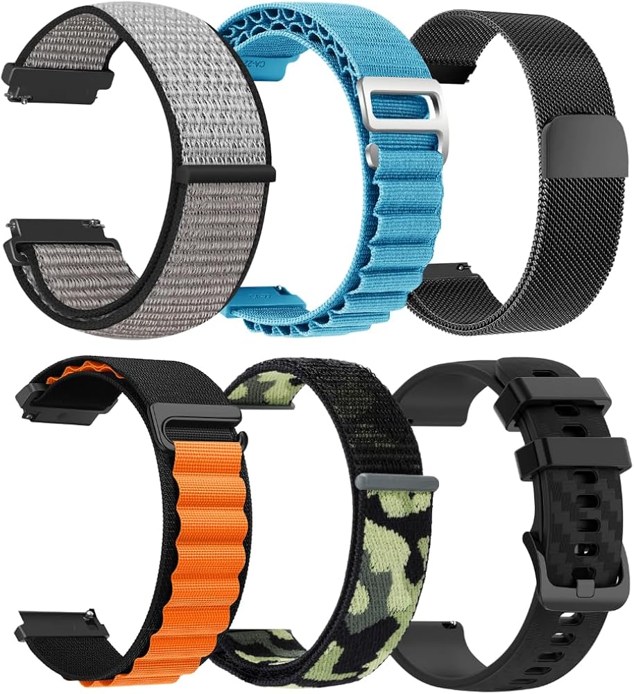 CARBINOX 22mm Durable Bands (6 Pack) – Heavy-Duty, Adjustable Straps for Smartwatches – Secure Fit & Sweat-Resistant
