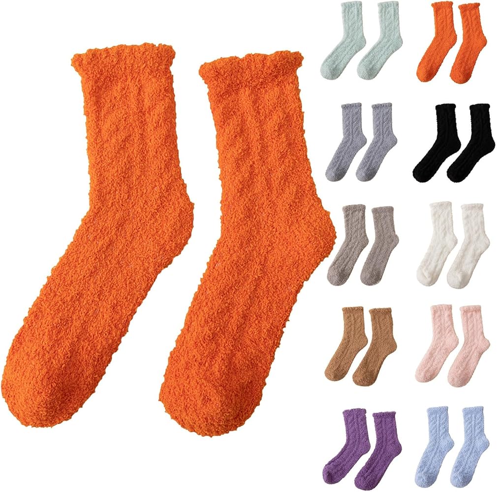 Solid Non Slip Socks for Women Fuzzy Cozy Soft Fluffy Socks Winter Warm Home Sleeping Slipper Socks with Grip