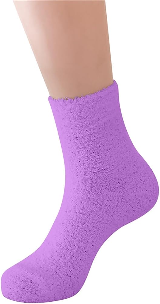 Womens Fuzzy Slipper Socks Plush Super Soft Microfiber Fluffy Cozy Winter Warm Fuzzy Crew Socks Home Sleeping Socks
