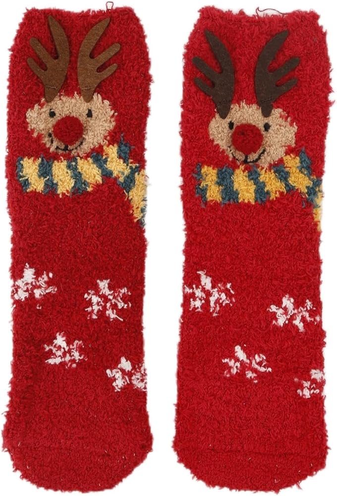 Christmas new floor socks coral velvet cute cartoon thickened velvet half down sleep socks