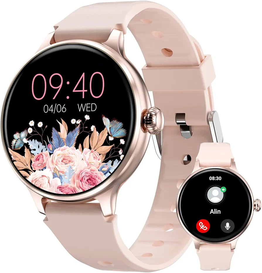FITVII Smart Watch for Women Answer/Make Calls, Fitness Tracker with 24/7 Blood Pressure Heart Rate and Blood Oxygen Monitor, Sleep Tracker Step Counter Waterproof Smartwatch for Android and iOS Phone