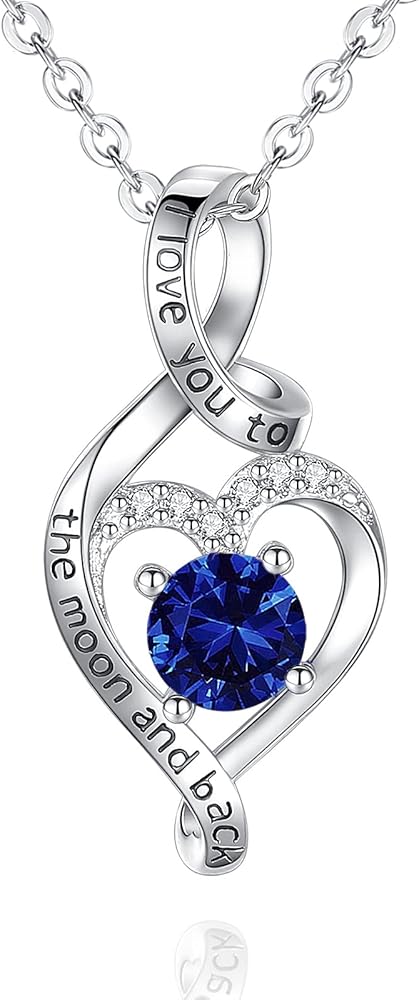 CELESTIA 925 Sterling Silver Birthstone Necklaces for Women - 18 Inch Chain