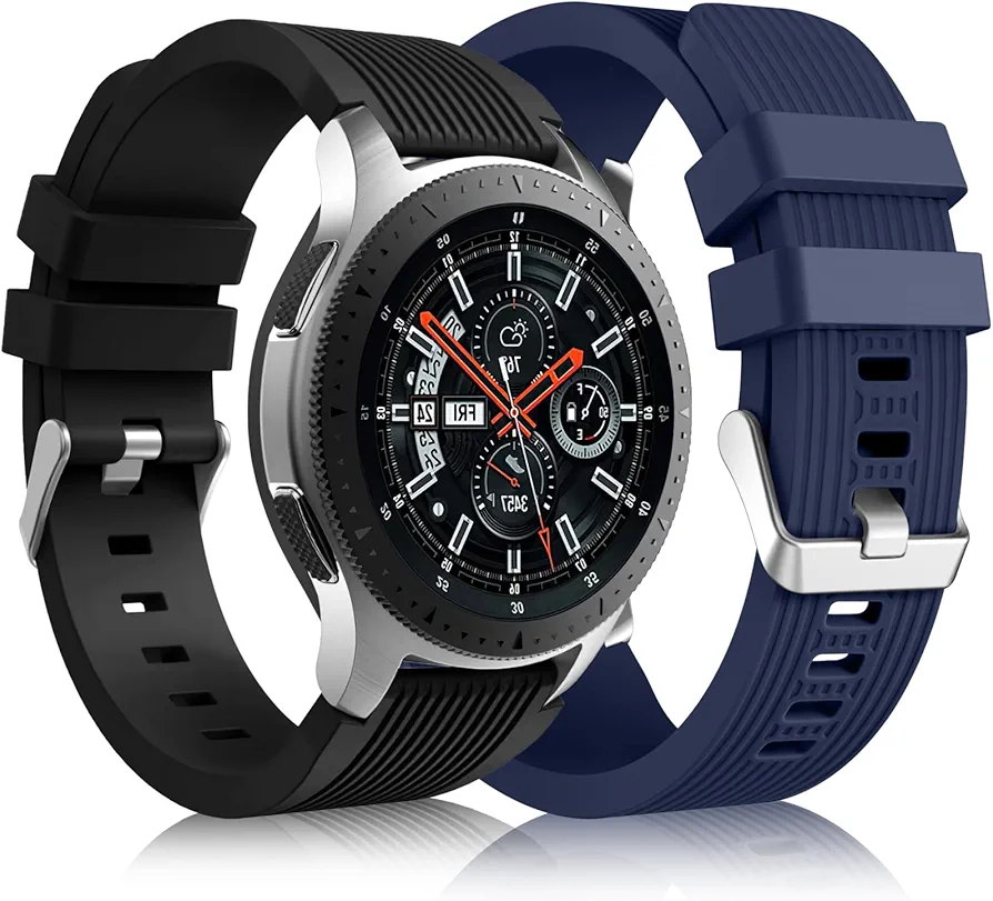 Lerobo [2 Pack] Compatible for Samsung Galaxy Watch 3 Band 45mm/Galaxy Watch 46mm Bands/22mm Smart Watch Band Silicone Gear S3 Frontier Casual Sport Straps Accessories for Women Men Black NavyBlue