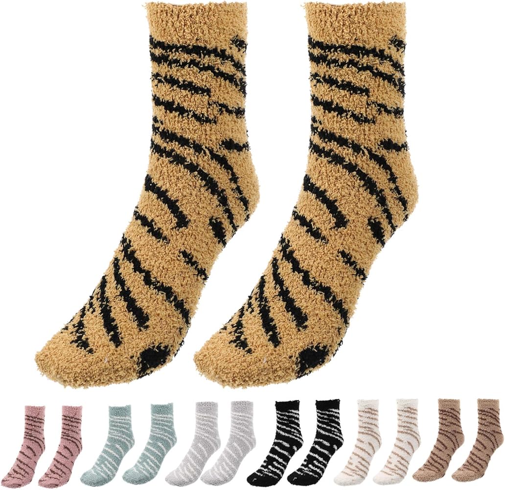 KESYOO 7 Pairs Coral Fleece Socks Sleeping Socks Warm Crew Socks Non-slip Slipper Socks Chic Winter Socks Girl Socks Adorable Slipper Socks -calf Length Sock Women's Low Cut Socks Cat Paw