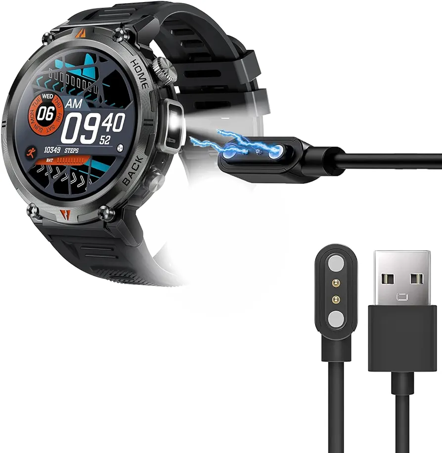 Compatible with EIGIIS Smart Watch Charger, Magnetic USB Replacement Charger Compatible for EIGIIS Smart Watch (Black, for KE3, KE2, EW5 Smartwatch)