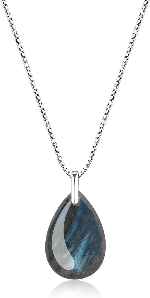 COAI Women's Silver Chain Necklace Teardrop Pendant Crystal Necklace for Women