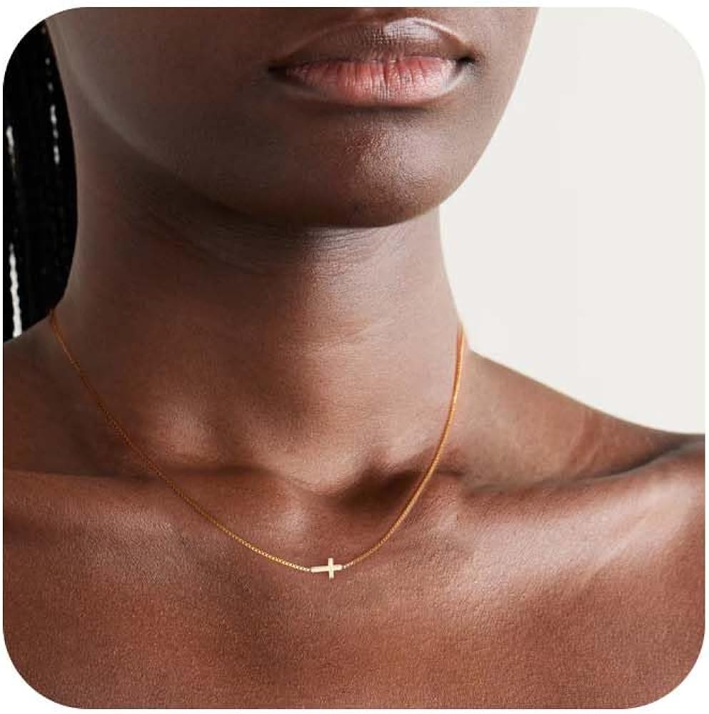 Cross Necklace for Women Dainty 14K Gold Plated/Sterling Silver Cross Pendant Simple Cute Necklaces for Women Trendy Gold Jewelry