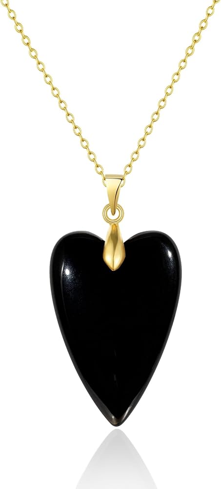 KissYan Crystal Necklaces for Women, Healing Heart Shaped Stone Peandant Necklace 14K Gold Plated Natural Gemstone Jewelry Gifts