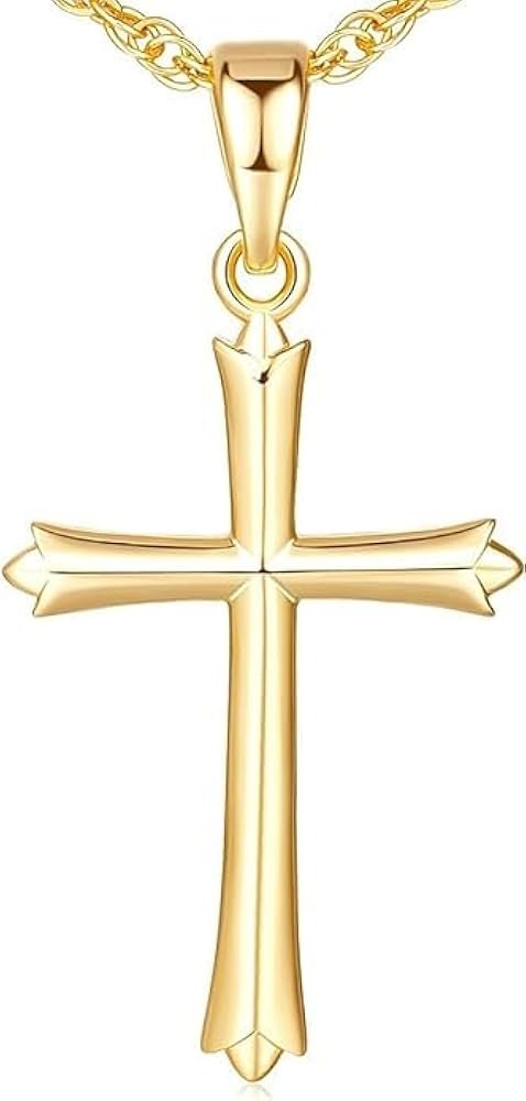 Gold Cross Necklaces for Women 14K Gold Cross Pendant Necklace 14K Gold Cross Chain Necklace for Women Communion Confirmation Baptism Gifts for women