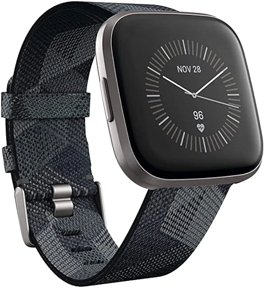 Fitbit Versa 2 Special Edition Health and Fitness Smartwatch with Heart Rate, Music, Alexa Built-in, Sleep and Swim Tracking, Smoke Woven/Mist Grey, One Size (S and L Bands Included) (Renewed)